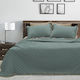 Lino Home Solide Set Coverlet Queen Size Microfiber Petrol 220x240cm 3pcs