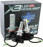 Lămpi Autoturismului X3 H4 LED 3000K Alb cald 9-32V 50W 2buc