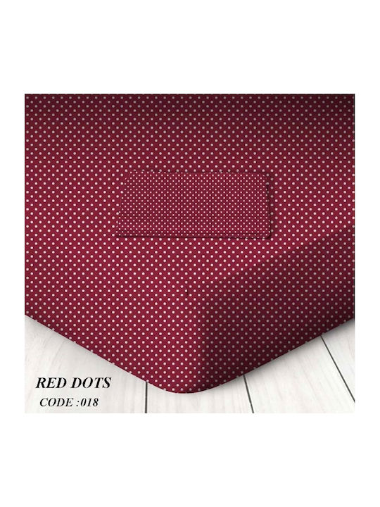 Marwa Sheet King Size with Elastic 180x200+25cm. Red Dots