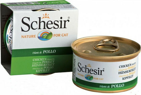 Schesir Cat Jelly Υγρή Τροφή για Ενήλικες Γάτες σε Κονσέρβα με Κοτόπουλο χωρίς Γλουτένη 85gr