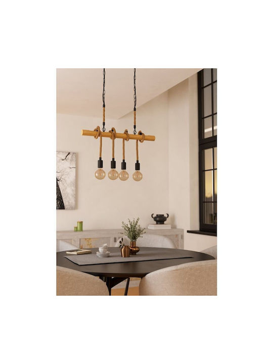 Eglo Youngstown Hängelampe Beige mit Seil für 4 Lampen E27 70cm.