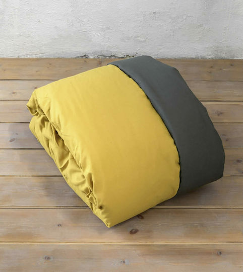 Nima Duvet Cover Set Queen with 2 Pillowcases 220x240 Abalone Dark Gray-Mustard Beige