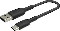 Belkin Braided USB 2.0 Cable USB-C male - USB-A male Μαύρο 0.15m (CAB002bt0MBK)