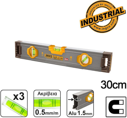 Ingco HSL38030M Αλφάδι Αλουμινίου Μαγνητικό 30εκ. με 3 Μάτια