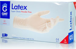 GMT Super Gloves Latex Examination Gloves Powder Free White 100pcs