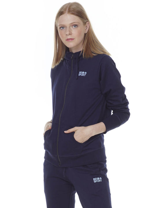 Body Action Γυναικεία Φούτερ Ζακέτα με Κουκούλα σε Navy Μπλε χρώμα