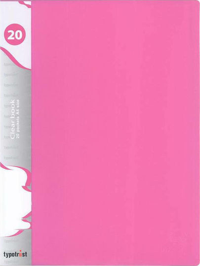 Typotrust Mappe Suppl mit 20 Plastikhüllen Folien für Papier A4 Rosa 1Stück 006352