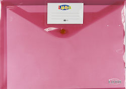 Luna Folder Transparent with Button for Paper A4 Pink