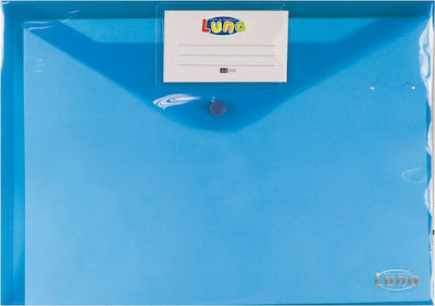 Luna Folder Transparent with Button for Paper A4 Blue