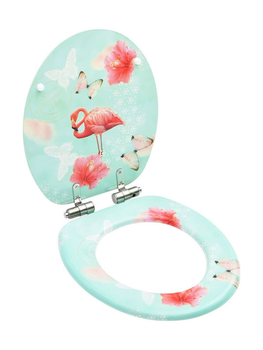 vidaXL Wooden Soft Close Toilet Seat Flamingo 4...