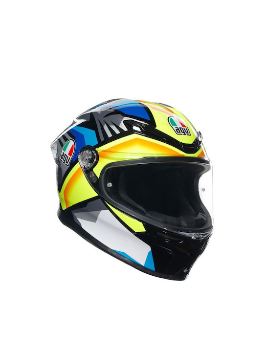 AGV K6 S Multi Flash Joan Black/Blue/Yellow Κράνος Μηχανής Full Face 1220gr με Pinlock