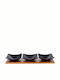 Cryspo Trio Porcelain Dessert Divided Serving Tray with 3 Slots Acacia Black 39.5x12.5cm 4pcs
