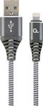 Gembird Geflochten USB-A zu Lightning Kabel Gray 1m (CC-USB2B-AMLM-1M-WB2)