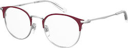 Levi's Metal Eyeglass Frame Cat Eye Burgundy LV5008 LHF