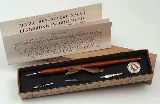 Francesco Rubinato Set Calligraphy Pen Brown Wooden