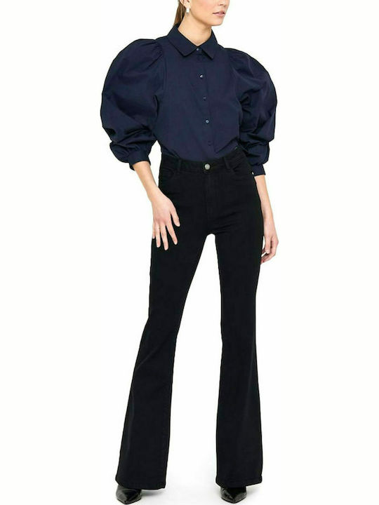 Only Hella 15203866 High Waisted Women Jean Flared Slim Fit Black