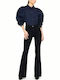 Only Hella High Waist Women's Jean Trousers Flared in Slim Fit Black