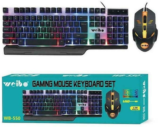 Weibo WB-550 Клавиатура и мишка комплект Гейминг Клавиатури с RGB осветление и мишка Английски (САЩ)