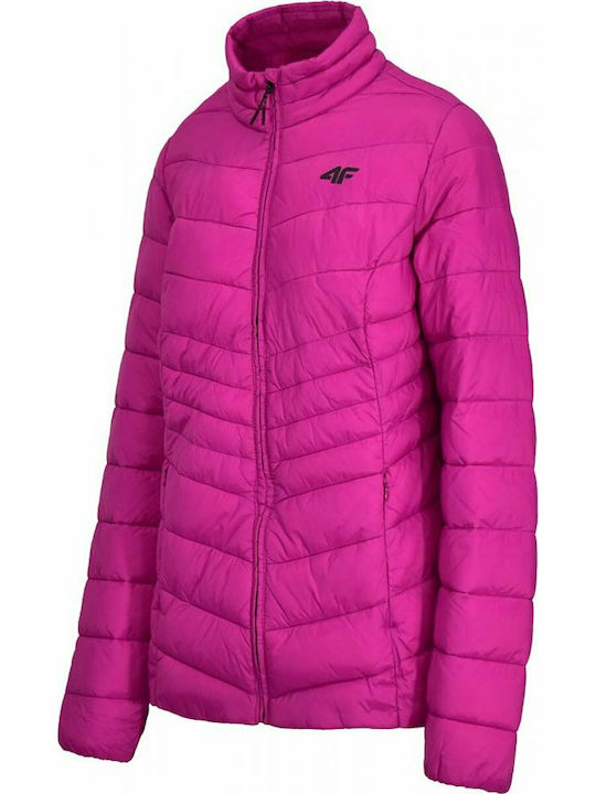 Women's Short Puffer Jacket for Winter Fuchsia