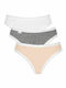 Sloggi 24/7 Weekend Tai Γυναικεία Slip 3Pack με Δαντέλα White/Grey/Beige