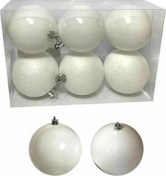 Set 6 Globuri Plastice Albe 7cm Set 6 Globuri Plastice Albe 7cm