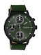 Oozoo Watch Chronograph Battery with Green Leather Strap C10667