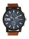 Oozoo Watch Chronograph Battery with Brown Leather Strap C10672