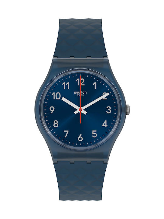 Swatch Bluenel Uhr mit Blau Kautschukarmband