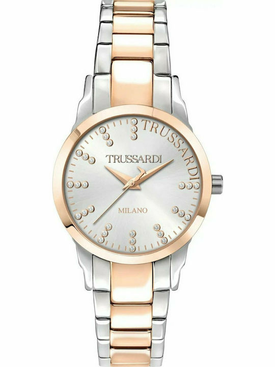 Trussardi T-Bent Γυναικείο Ρολόι 32mm Μπαταρίας με Ασημί Μεταλλικό Μπρασελέ