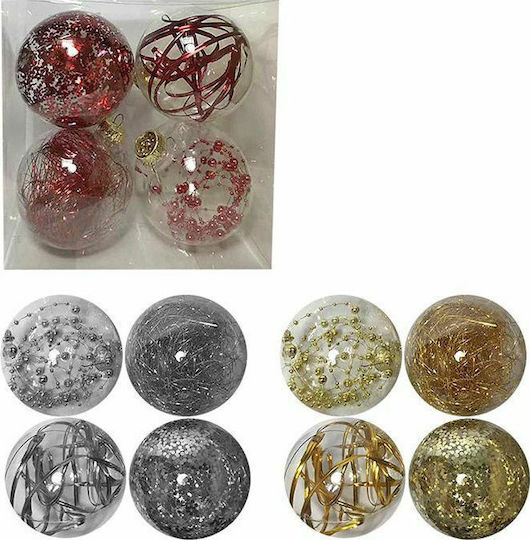 XMASfest Set of 4 Large Plastic Ball Ornaments 10cm Various Designs or Colors