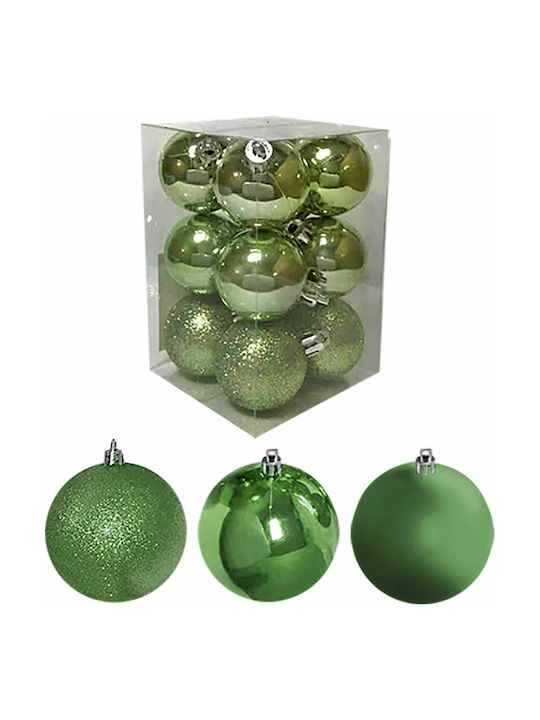 XMASfest Ornament de Crăciun Bilă Plastic Verde cu Pulbere de Aur cu Paiete 6buc Set 6buc