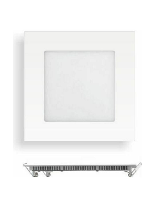 Spot Light Panel Αλουμινίου Τετράγωνο Μεταλλικό Χωνευτό Σποτ με Ενσωματωμένο LED και Φυσικό Λευκό Φως 3W 300Lm σε Λευκό χρώμα 9x9cm