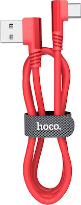 Hoco U83 Puissant Angle (90°) / Regular USB 2.0 Cable USB-C male - USB-A male Red 1.2m