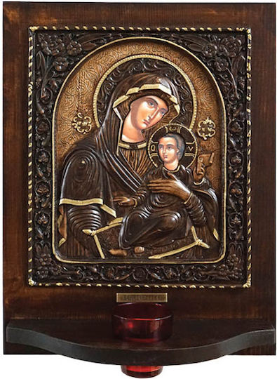 Marhome Heiligenikone Gottesmutter mit Kind Hölzernes 32x41cm