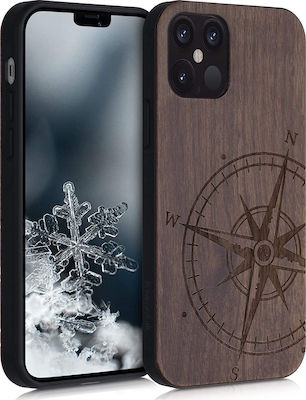 KWmobile Navigational Compass Back Cover Ξύλινη Walnut (iPhone 12 / 12 Pro)