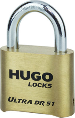 Hugo Locks Ultra DR51 Stahl Vorhängeschloss Messing Kombination 51mm 1Stück