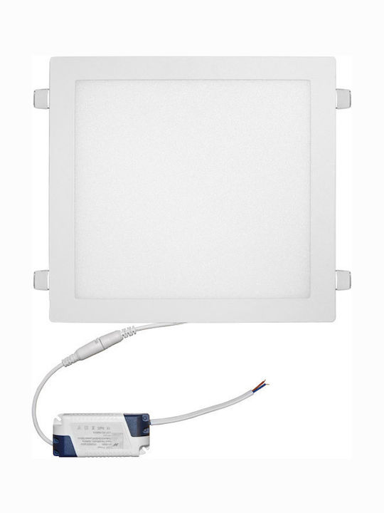 Adeleq Τετράγωνο Χωνευτό LED Panel Ισχύος 25W με Φυσικό Λευκό Φως 29.5x29.5εκ.