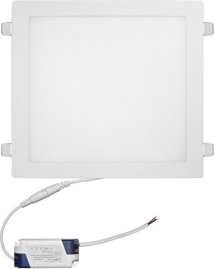 Adeleq Τετράγωνο Χωνευτό LED Panel 25W με Φυσικό Λευκό Φως 4000K 29.5x29.5εκ.
