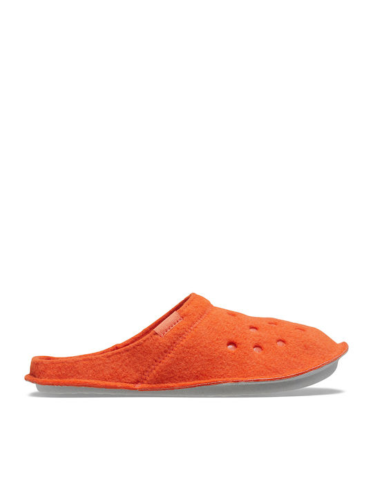 Crocs Classic Lined Χειμερινές Γυναικείες Παντόφλες σε Πορτοκαλί Χρώμα