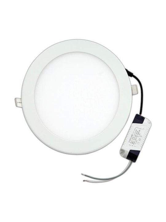 Eurolamp Στρογγυλό Χωνευτό LED Panel Ισχύος 20W με Θερμό Λευκό Φως 22.5x22.5εκ.