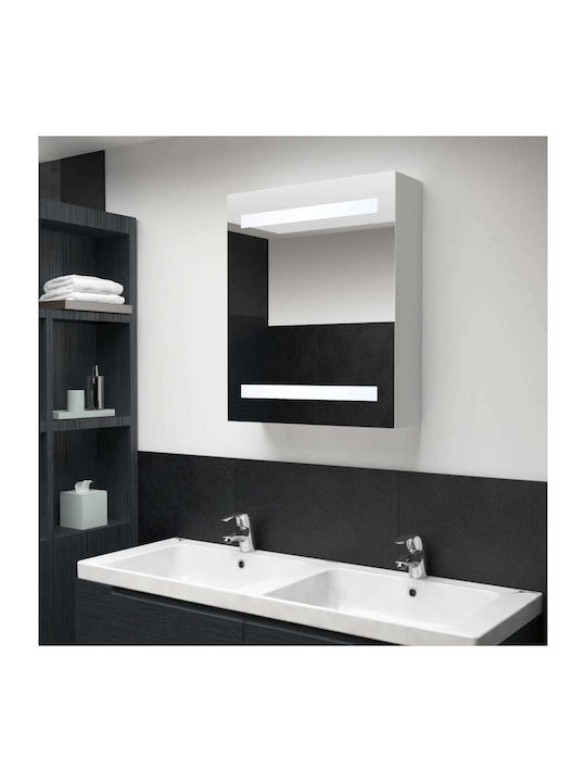 vidaXL Rechteckiger Badezimmerspiegel LED aus MDF mit Schrank 50x60cm Weiß