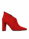 Envie Shoes Suede Women's Ankle Boots with High Heel Red