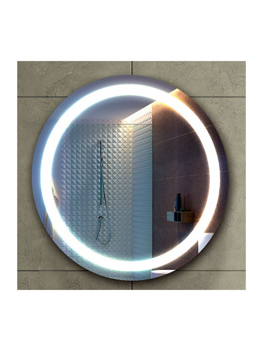 Karag Στρογγυλός Καθρέπτης Μπάνιου Led από Ανοξείδωτο Ατσάλι 53x53cm