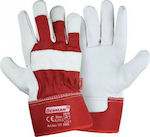 Benman Gloves for Work Red Leather-/Cotton General Use