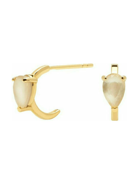 P D Paola Earrings Hoops made of Silver Gold Plated with Stones