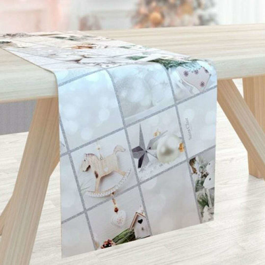 Saint Clair Christmas Tablecloth Runner Fabric Beige L175xW40cm.