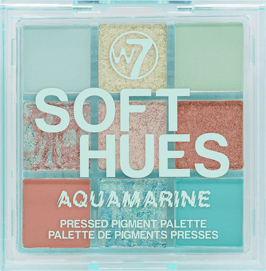 W7 Cosmetics Soft Hues Eye Shadow Palette in Solid Form Aquamarine 8.1gr