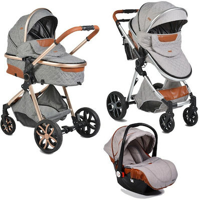 Cangaroo Alma Verstellbar 3 in 1 Baby Kinderwagen Geeignet für Neugeborene Light Grey