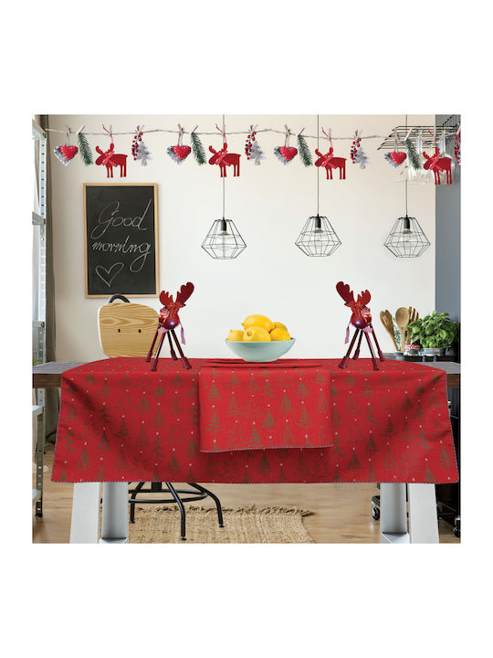 Das Home Christmas Коледно Покривка за маса Червен Д140xШ140см.