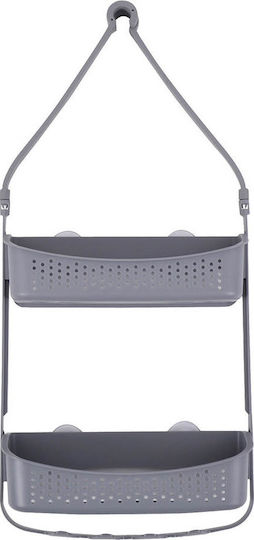 Ankor Wall Mounted Bathroom Shelf Plastic with 2 Shelves and Suction Cups 31x10x70cm Gray